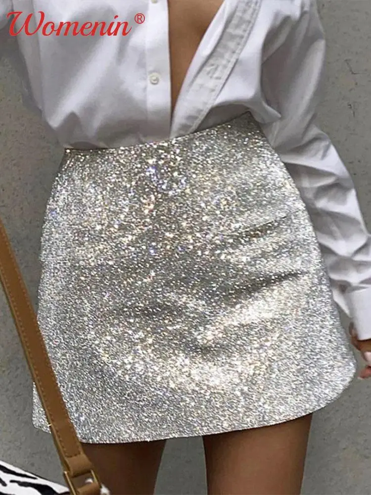 Фото Женская мини-юбка с высокой талией привлекательная облегающая трапециевидная