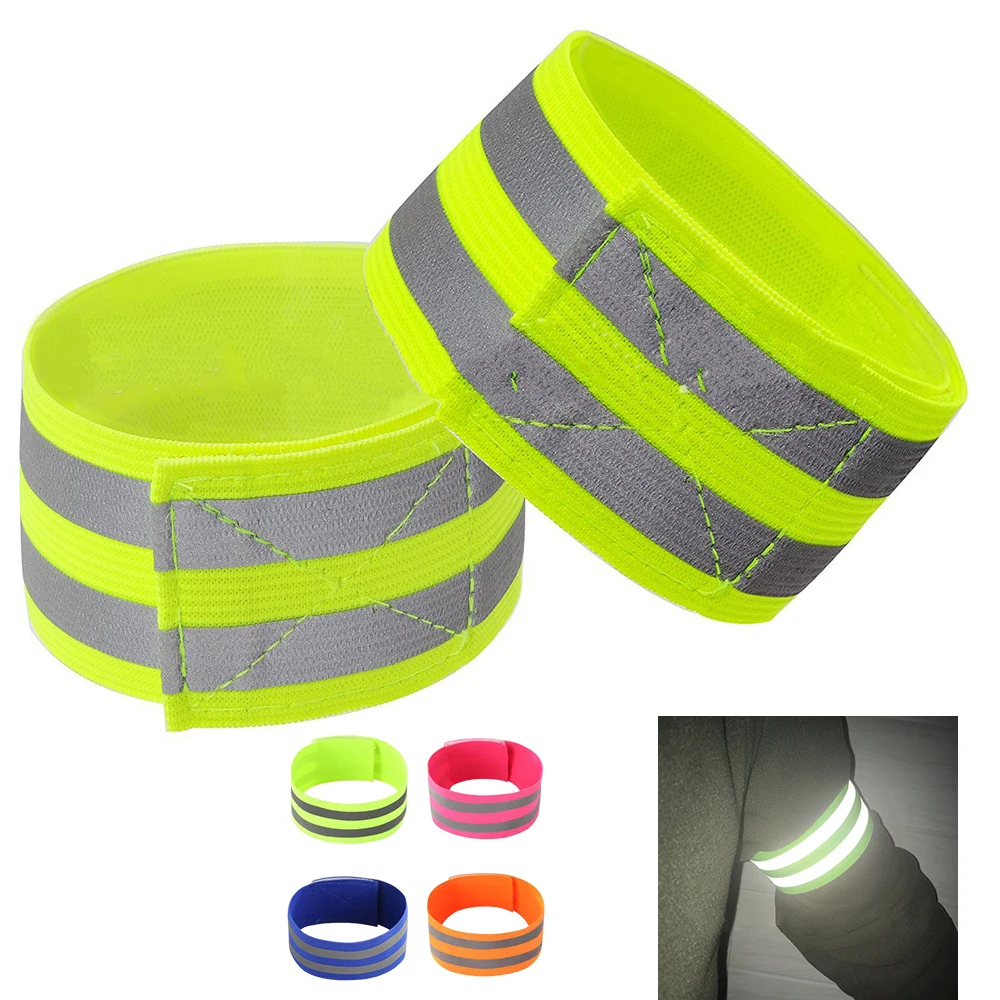 

2Pcs Double Reflective Armband Wristband Belt Strap Outdoor Sport Night Running Cycling Jogging Safety Reflector High Visibility