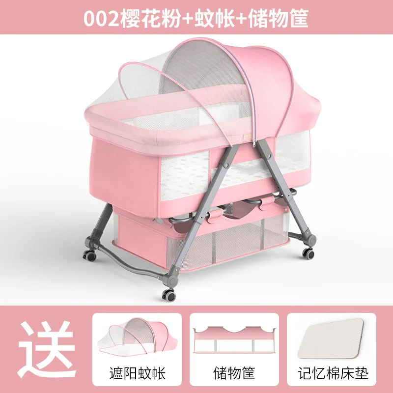Movable Crib Foldable Height Adjustment Splicing Big Bed Baby Cradle Bed Bb Bed Anti-spill Milk Portable