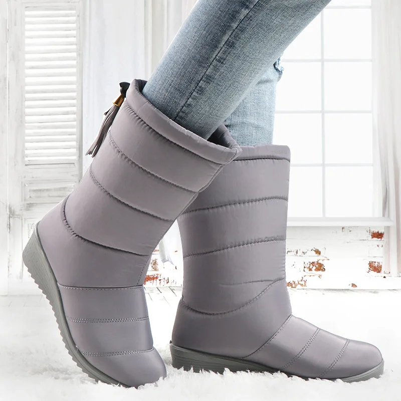 Waterproof Snow Boots Women's Cotton Soles Ultra Light Cotton Shoes Women's Large Size Plus Velvet Snow Boots Shoes Woman 43