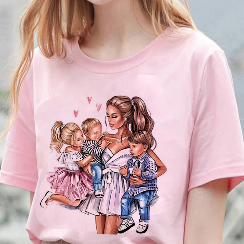 

2-9 Years Baby Girl Cute T-shirts Cute Kids Mother Kids Print T Shirt For Girls Children Summer Short Sleeve Top Infant Clothing