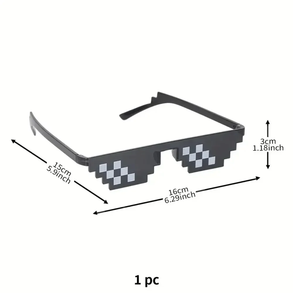 

Mosaic Funny Party Glasses Festival Party Photo Props Anime Pixel Glasses Pixelated-Meme Gamer Decor Favor Funny Creative Gifts