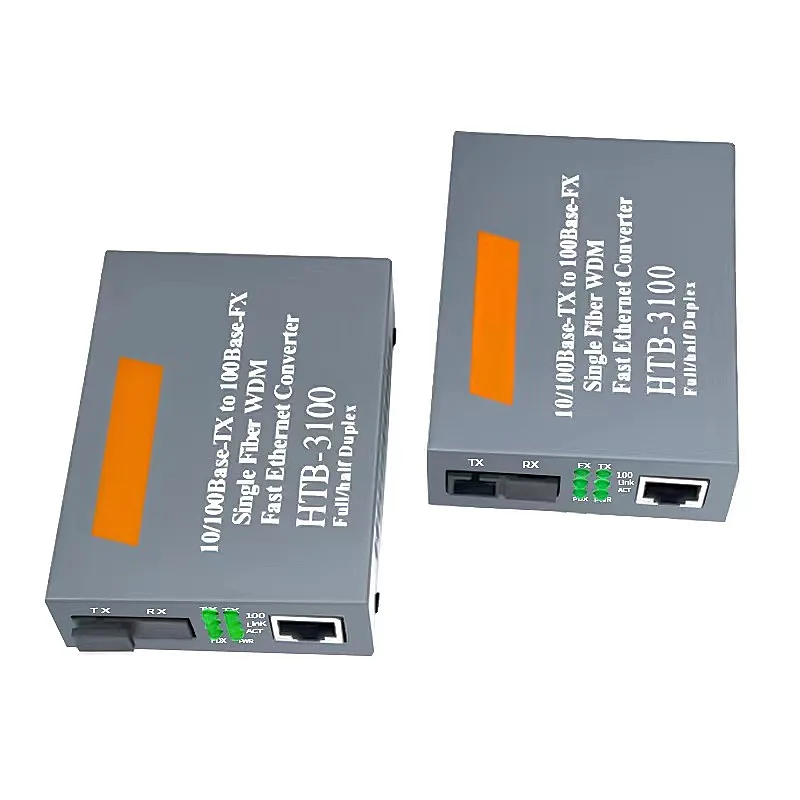HTB-3100AB-25KM SC 10/100M Fiber Optic Transceiver 100M Single Mode Single Fiber Photoelectric Converter AB Terminal
