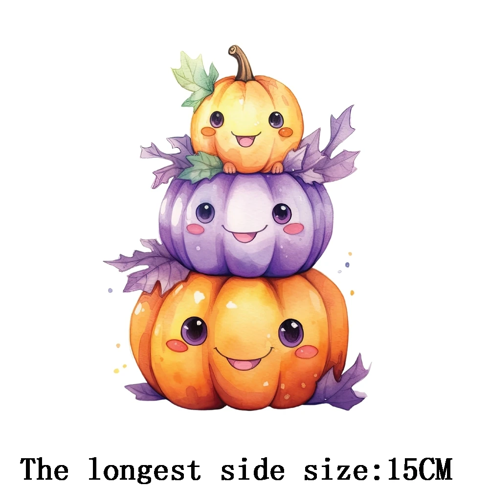 Детская одежда наклейка мультфильм Хэллоуин кавайная тыква термонаклейка
