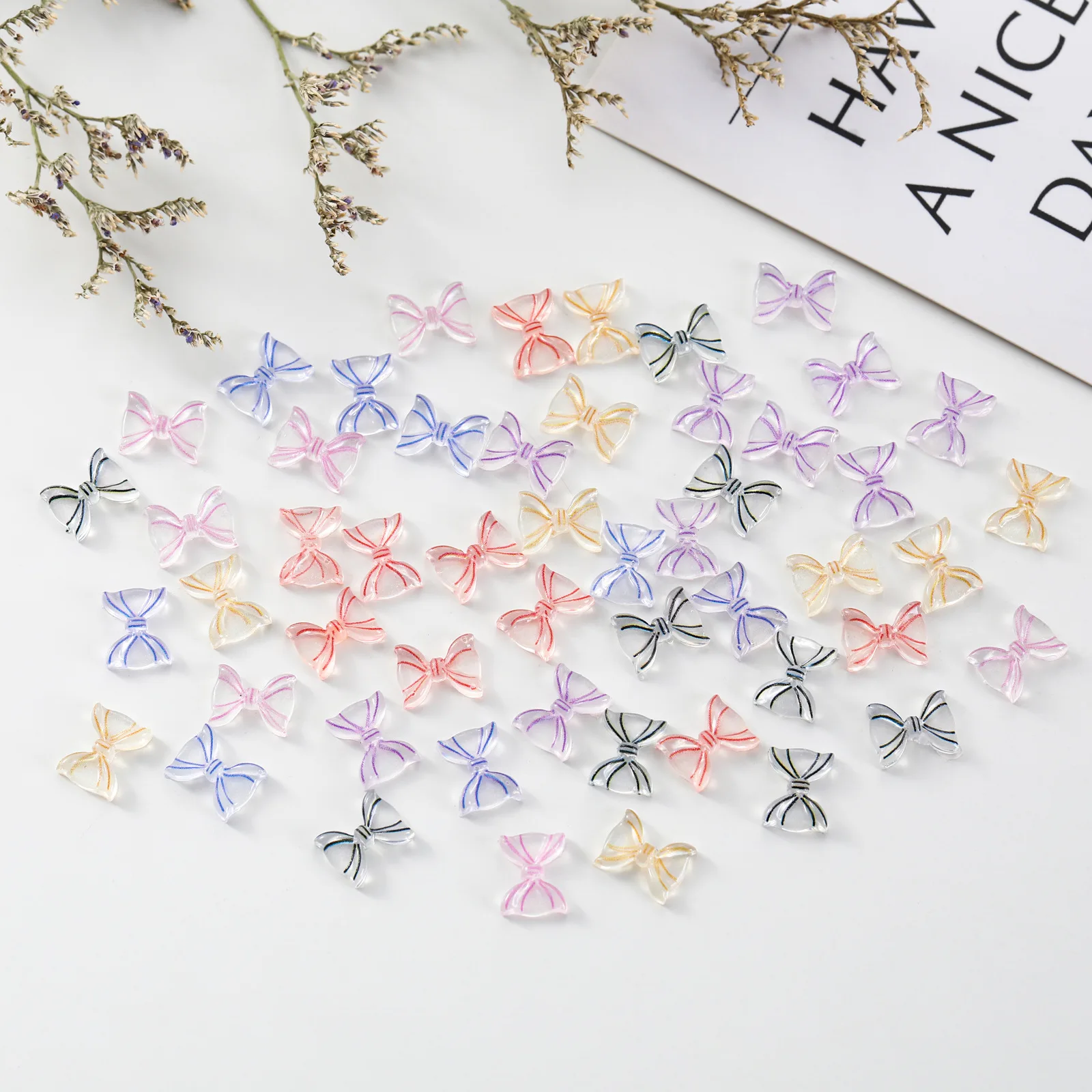 

50pcs/lot Nighttime Butterfly Nail Accessories Wholesale Gradual Color Ice Permeable Resin DIY Nail Decoration