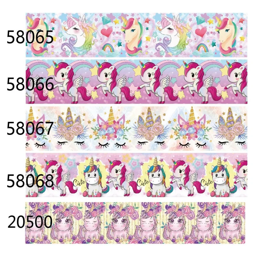

10Yards Rainbow Unicorn Printed Grosgrain Cartoon Ribbon for Hairbows DIY Craft Handmade Sewing Accessories