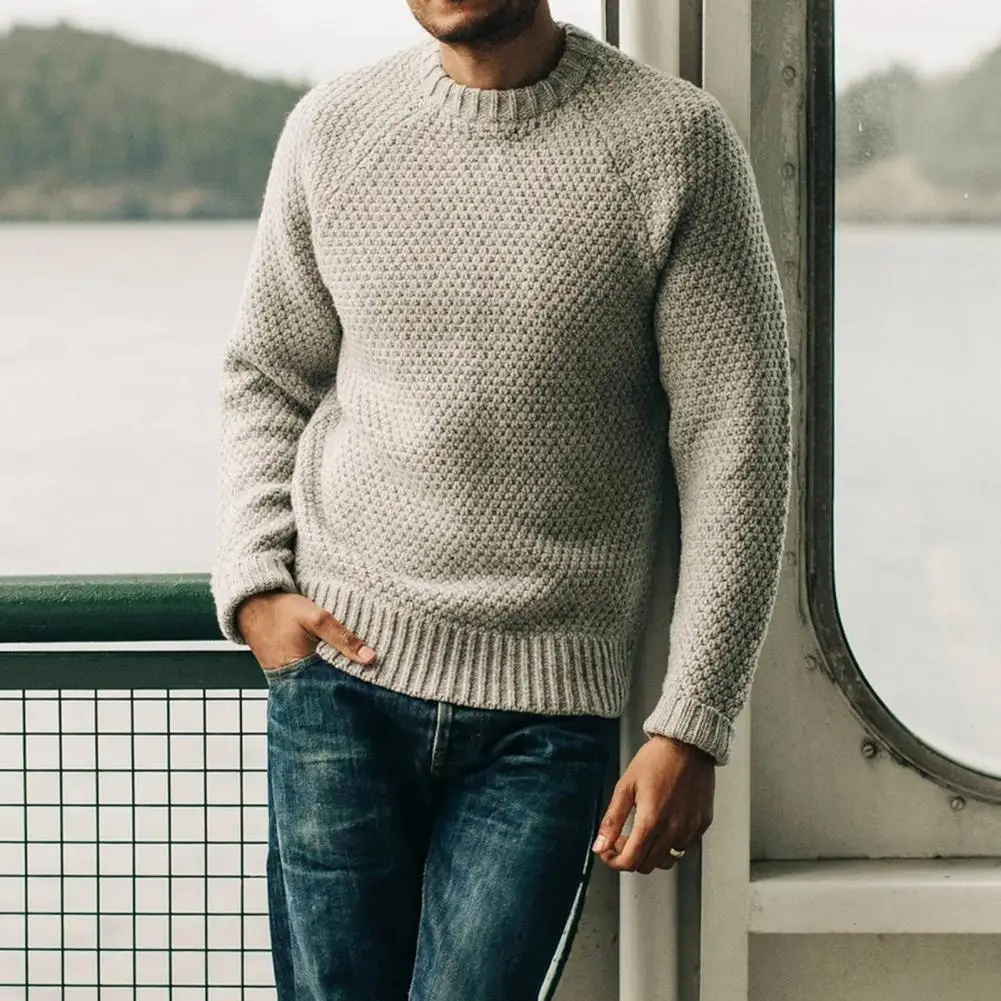 

Winter Sweater Pullover Casual Keep Warm O Neck Anti-shrink Men Sweater Sweater for Daily Wear