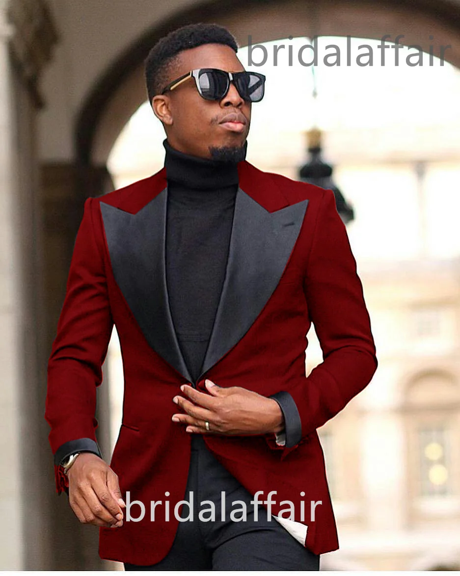 

Свадебные Мужские костюмы Bridalaffair, индивидуальные облегающие смокинги для жениха с пиковым лацканом, 3 предмета, пиджак, брюки, мужской блейзер