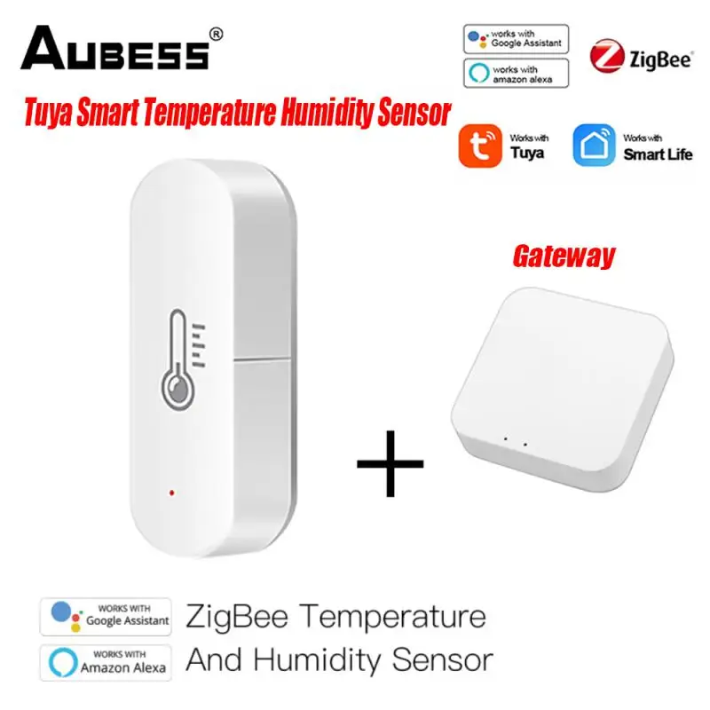 

Датчик влажности и температуры Tuya, встроенный гигрометр ZigBee на батарейках, работает с приложением Smart Life/Tuya
