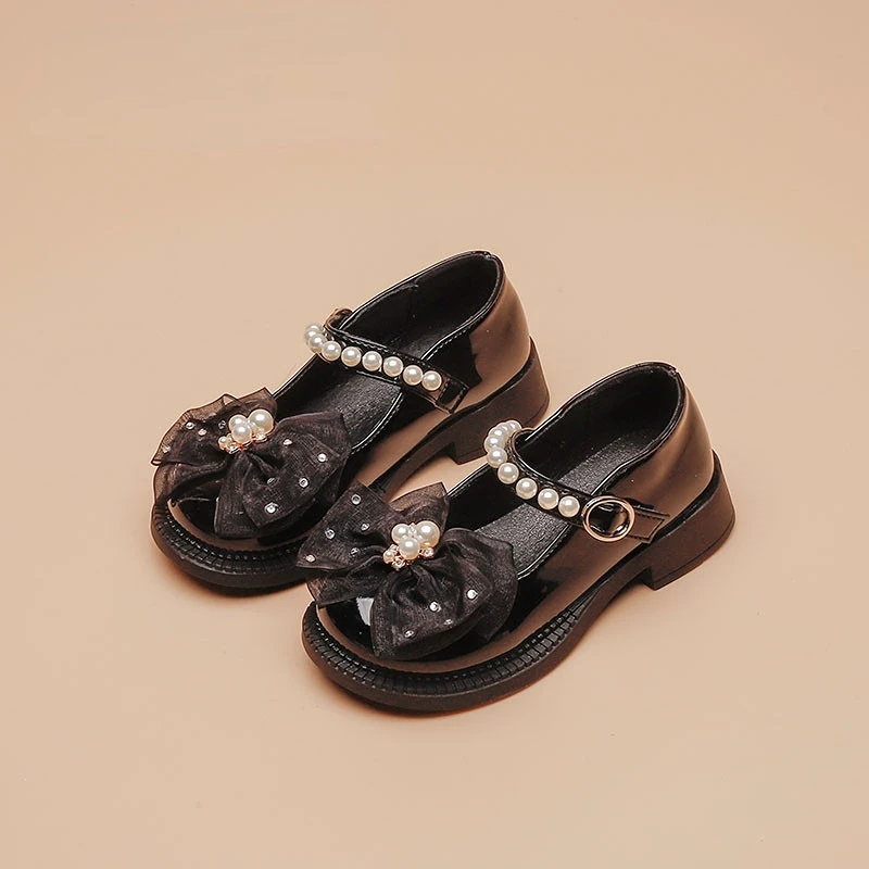 

Кожаные туфли для девочек, Туфли Мэри Джейн, элегантные детские туфли с бисером для девочек, классические туфли принцессы, черные, бежевые школьные туфли, 2023