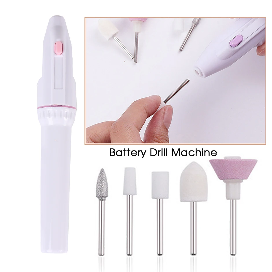 

1 комплект, батарея, маникюрный набор для ногтей, дрель, ручка, электрическая машина, фреза, полировщик, оборудование для ногтей, шлифовальны...