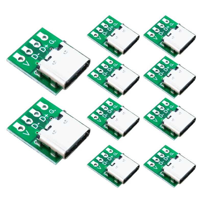 

10 PCS TYPE-C USB3.1 16 Pin Female To 2.54Mm Type C Connector 16P Adapter Test PCB Board Plate Socket For Data Transfer