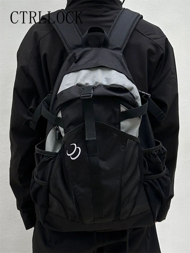 CTRLLOCK шикарный цветной лоскутный Techwear ремни с пряжкой Базовый Рюкзак Черный Серый