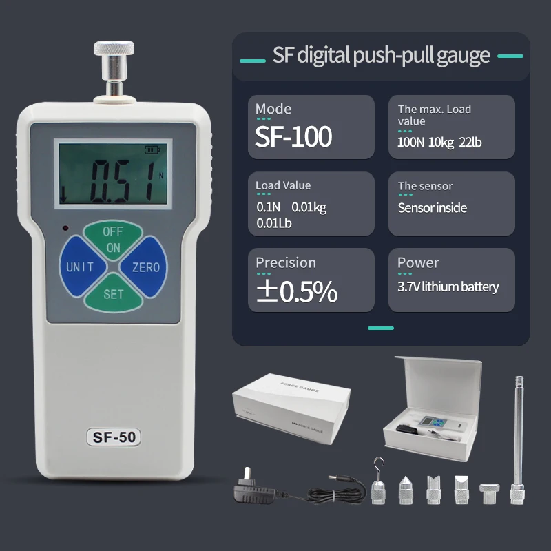 

SF-100 100N Прямая поставка с завода SF экономичный цифровой портативный датчик силы нажима инструмент динамометр