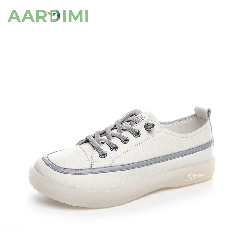 

Женские спортивные туфли AARDIMI, натуральная кожа, плоская платформа, без застежки, балетки, перекрестная шнуровка, однотонные кроссовки на та...