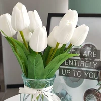 5 heads luxury artificial tulips flowers white real touch bouquet silicone fake flower wedding home living room christmas decor