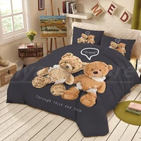 modern duvet cover set teddy bear custom printed queen size cartoon bedding set boys girls bed cover 150x200 140x210 135