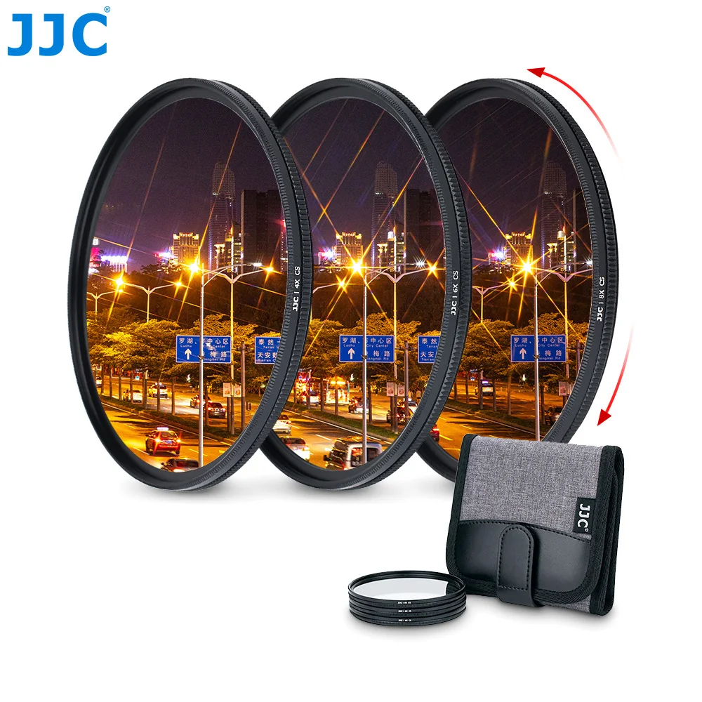 JJC Star Filter Set with Lens Filter Case Wallet Variable 4 6 8 Lines Photography Accessory for Canon Nikon Sony Olympus Pentax