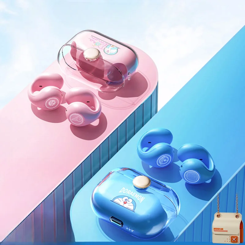 

Doraemon Bluetooth Headset Ear Clip Ear Hanging Bone Conduction Wireless Earphones Sports Run Comfortable Wearing Creative New