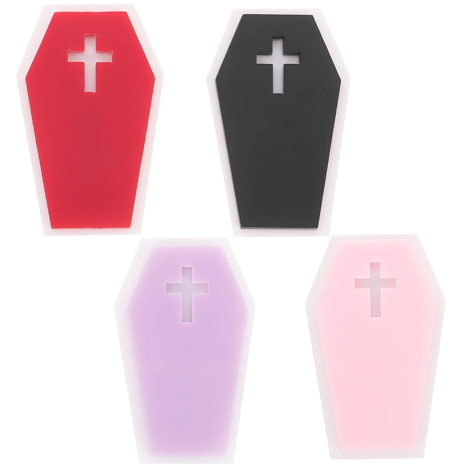 

4 Pcs Hair Accessories Coffin Shaped Clips Small Gothic Women Acrylic Girls Halloween Miss