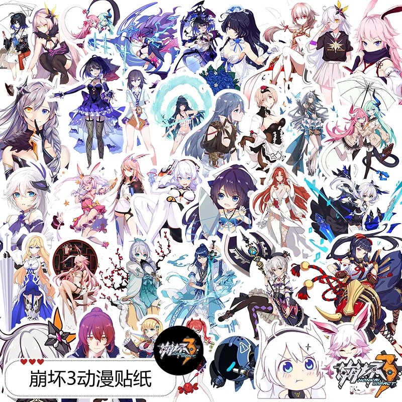 

Anime Honkai Impact 3 Seele Vollerei Rita Rossweisse Cartoon Motorcycle Phone Adhesive Sticker Paper Packaging Xmas Gifts New