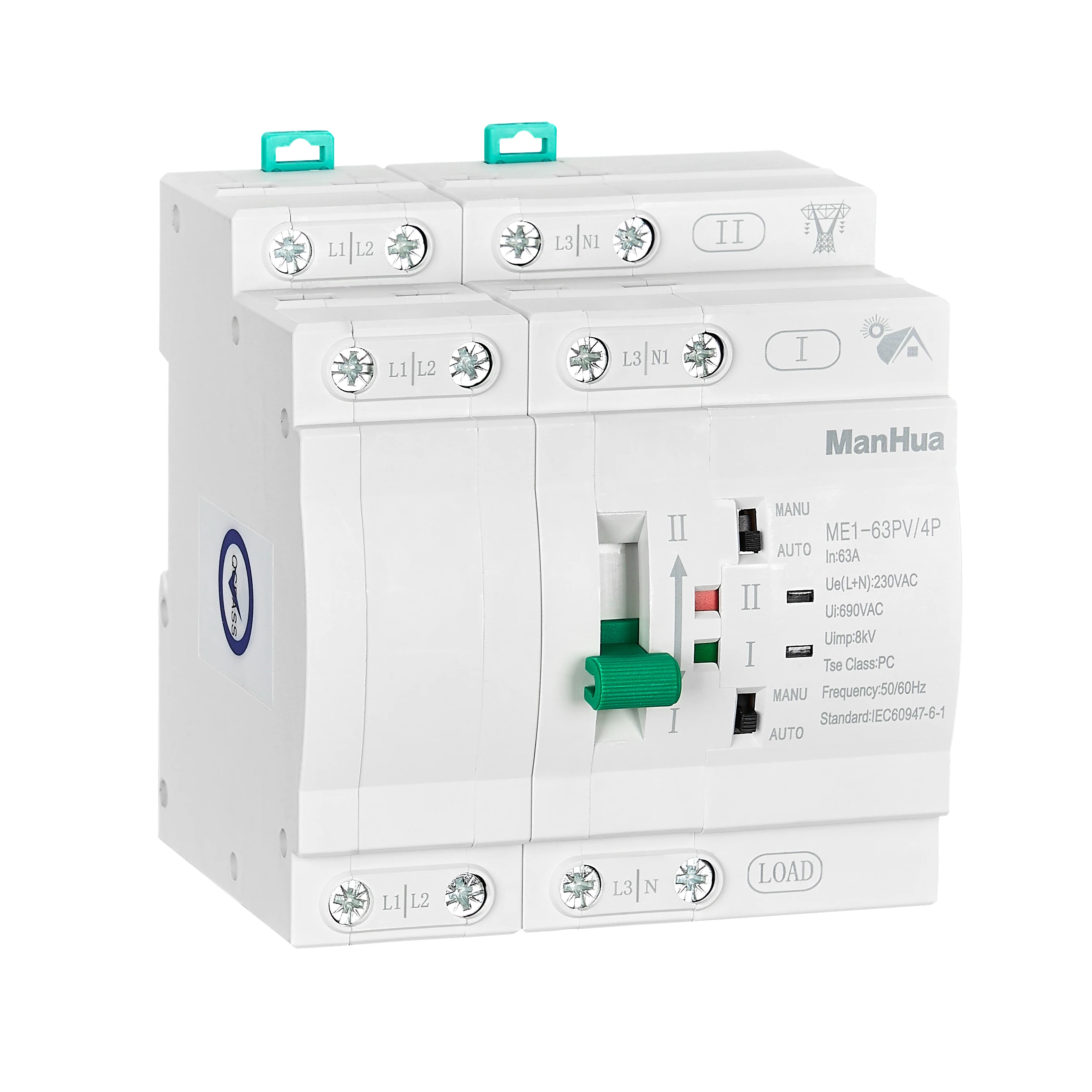 ManHua ME1-63PV/4P 63A 230VAC Автоматический резервный переключатель двойного питания