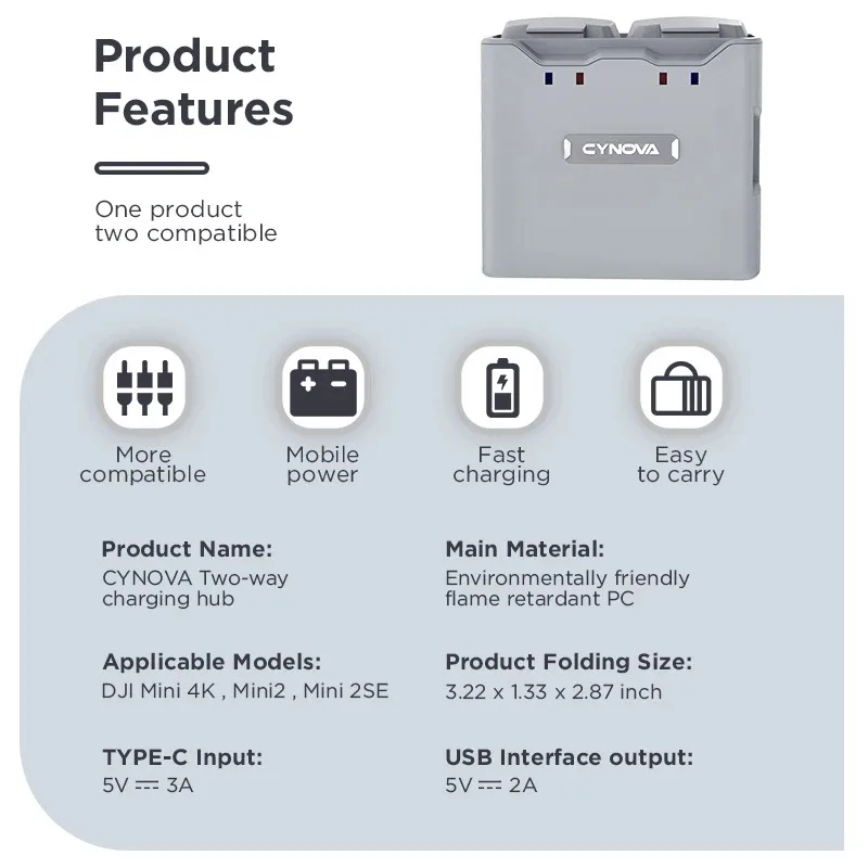 Для DJI Mini 4K 2 SE аккумулятор для дрона двусторонний зарядный концентратор