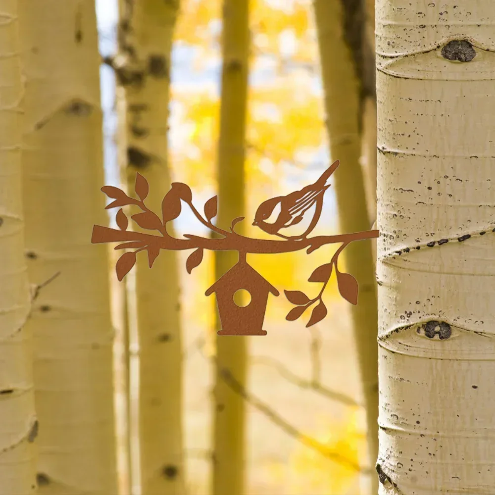 Очаровательный садовый кол с металлическим силуэтом воробья — трансформируйте