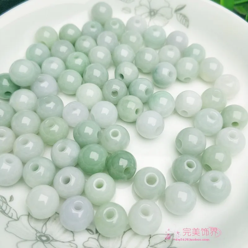 

10pc Natural Burma Jadeite Round Loose Beads For Jewelry Making Diy Bracelet Necklace Myanmar Jades Bead Accessories Jewellery