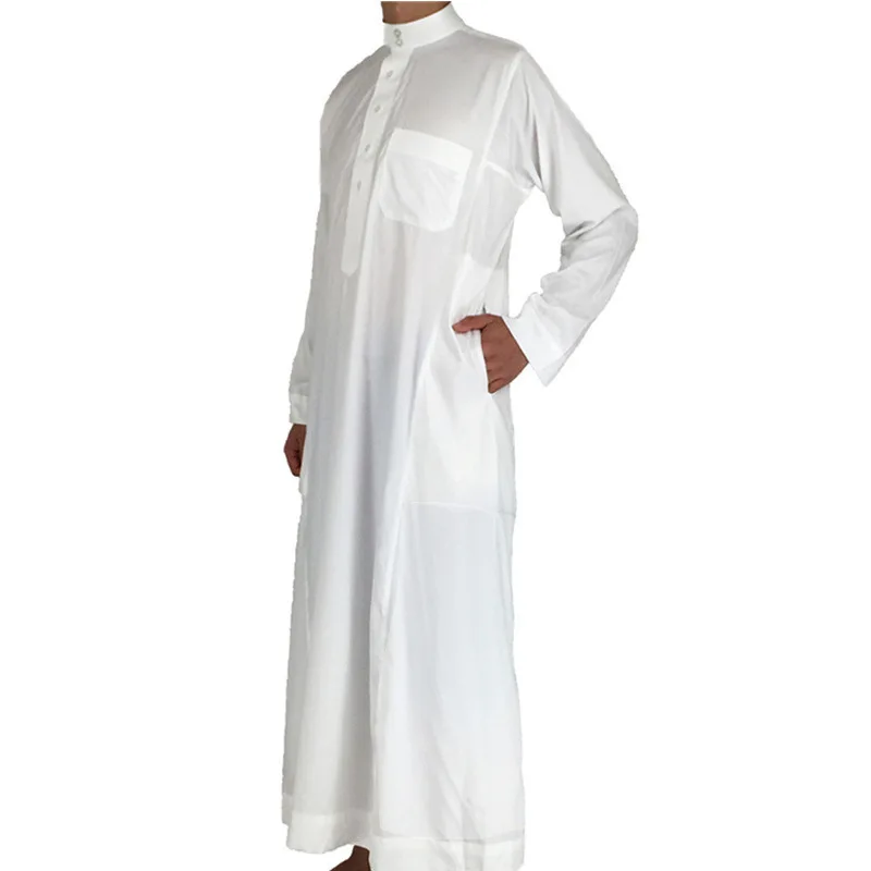 

Qatar Arab Middle East Muslim Men's Robe Classic Ethnic Men's Lay Collar Robe Polyester