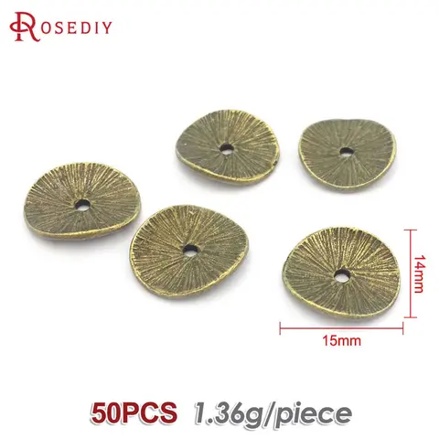 Разделительные бусины Rosediy, цинковый сплав, золотистый, серебристый, 15x14 мм, 50 шт