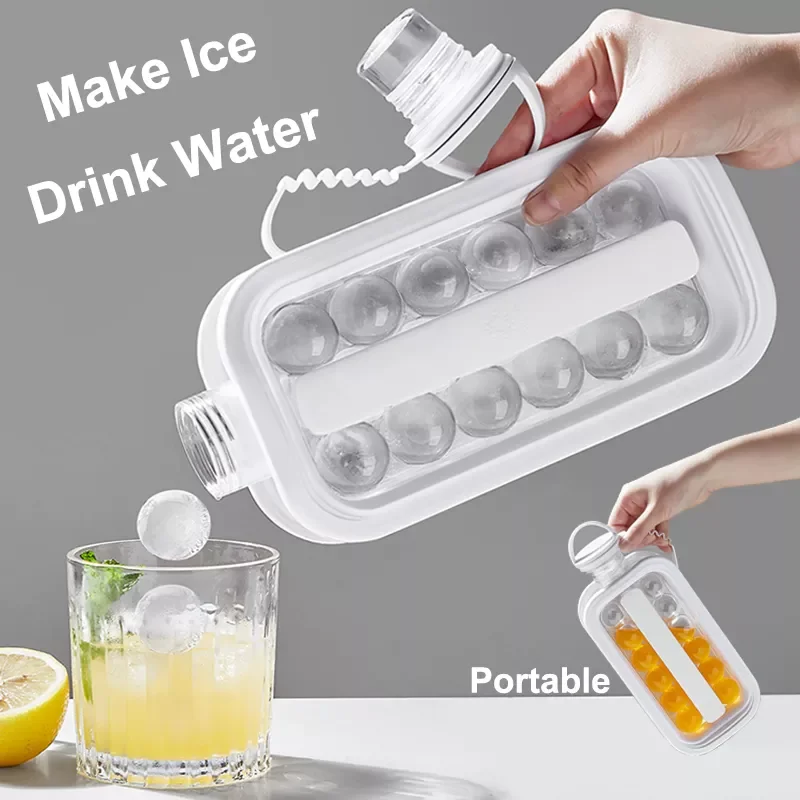 Portable Ice Ball Maker with Ice Maker Bottle Makes Ice Cubes Molds Bottle Creative Ice Hockey Bubble Ice Maker Kettle