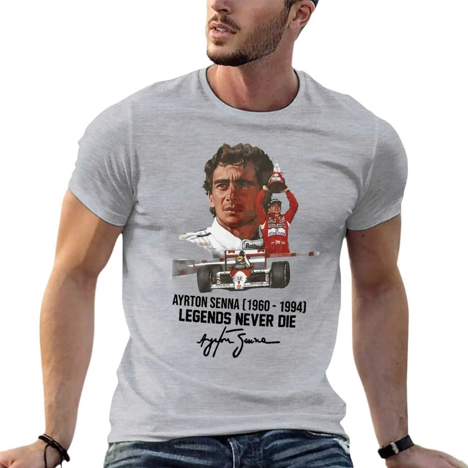 

Ayrton Senna 1960-1994 Legends Never Die Oversized T-Shirt Personalized Men Clothing 100% Cotton Streetwear Large Size Tops Tee