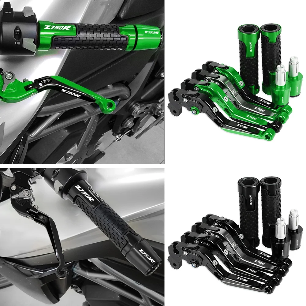 

7/8" 22mm Non-slip Rubber & CNC Handlebar Handle Bar Grips Ends Cover Clutch Brake Levers Set For KAWASAKI Z750R 2011 2012