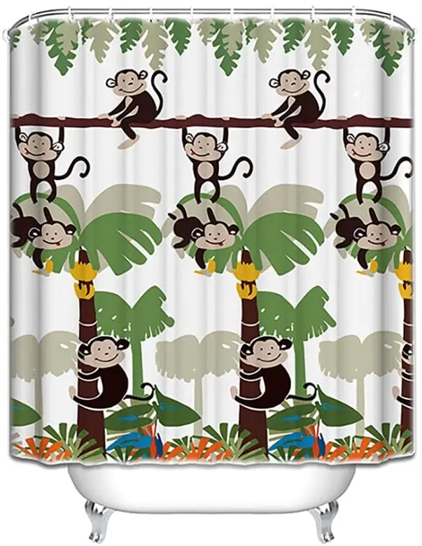 

Креативная ветрозащитная занавеска для душа с мультяшным рисунком обезьяны, скалолазания, дерева, для ванной комнаты, украшение для дома