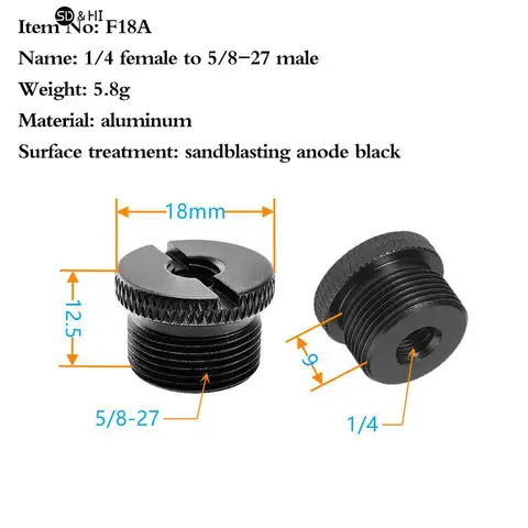 SD&HI Адаптер для микрофонной стойки 1/4 3/8 дюйма до 5/8-27