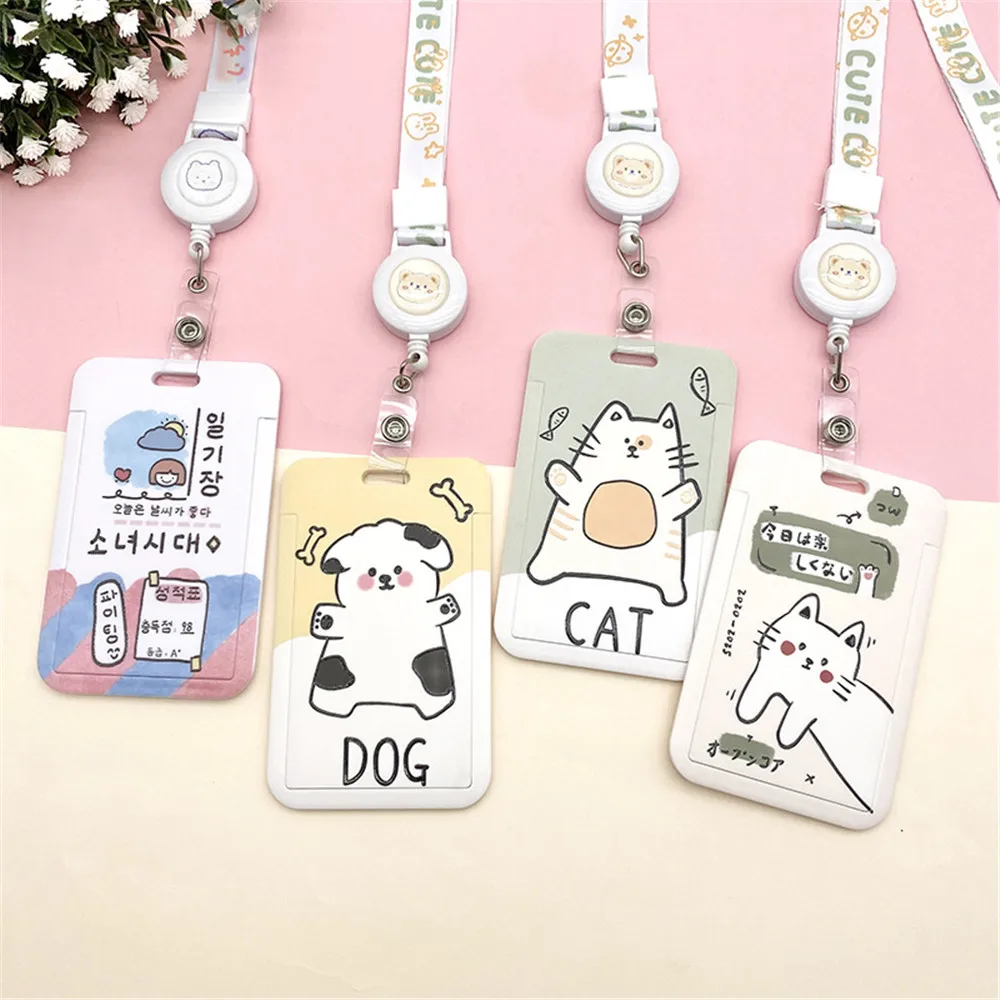 

2023 New Cute Cartoon Credit Card Holder For Student Office Worker Cover Bag Bank Bus Id Bank Card Case Keychain With Lanyard