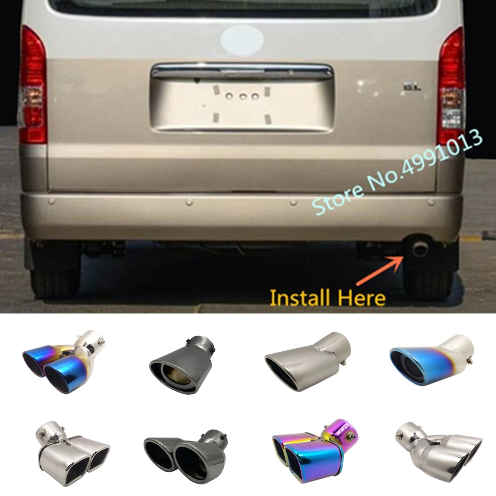 

Для Toyota HIACE 2005 2006-2010 2011-2018 накладка на автомобиль глушитель наружная задняя труба предназначенная для выхлопной насадки задний выпускной клапан