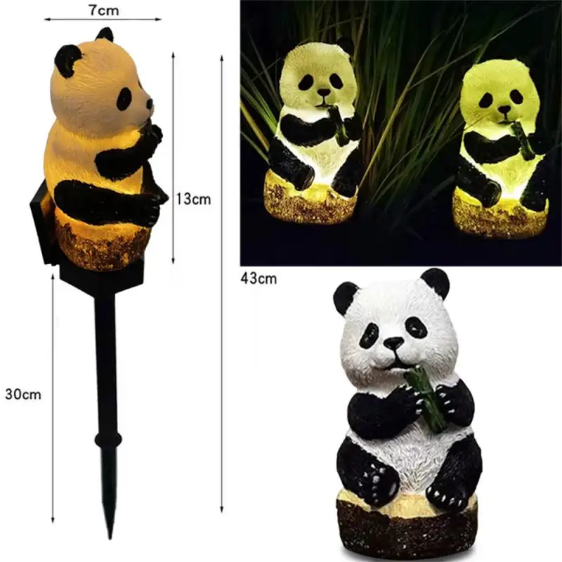 Lovely Panda Lamp Solar Resin Crafts Lawn Lamp Floor Insertion Landscape Lamps Courtyard Decoration Intelligent Sensing Lighting