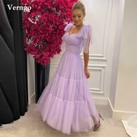 verngo violet tulle a line prom dresses shoulder bow sweetheart tiered ankle length formal party gowns fairy robe de soiree