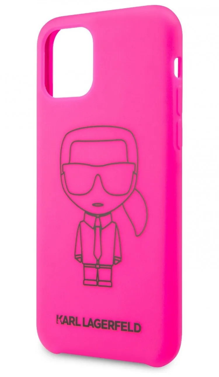 Чехол CG Mobile Karl Lagerfeld Liquid silicone Ikonik outlines Hard для iPhone 11 цвет Розовый/Черный - купить по