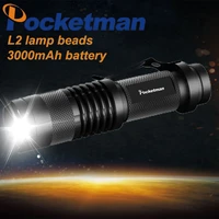 powerful mini led flashlight portable super bright torch high bright l2 lantern 3 modes zoomable torch light use 3000mah battery