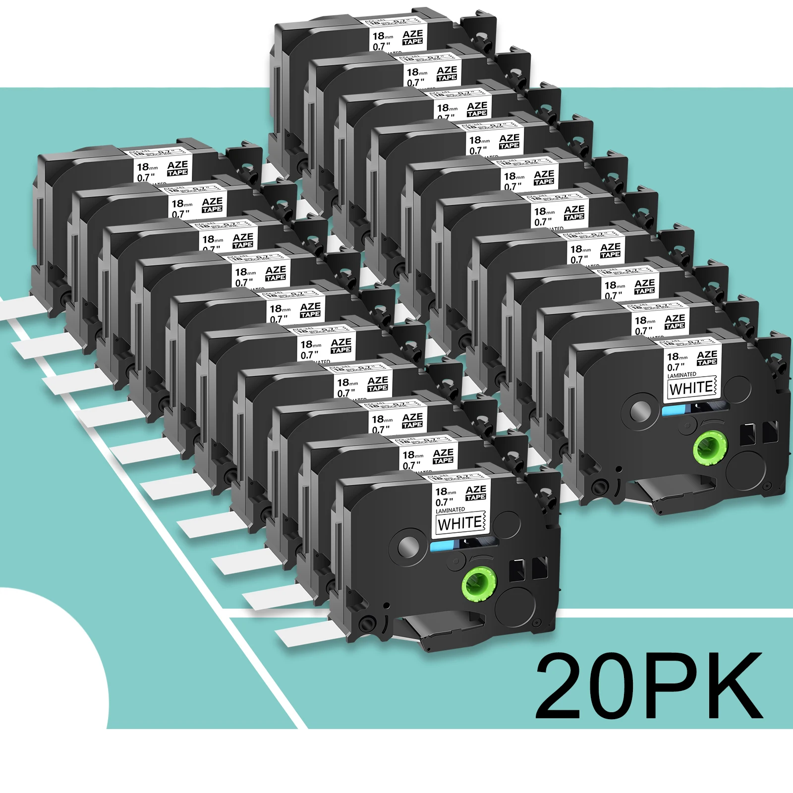 20PK 18 мм черно-белая этикетка лента совместимая с Brother Tz TZe-241 для планшетов