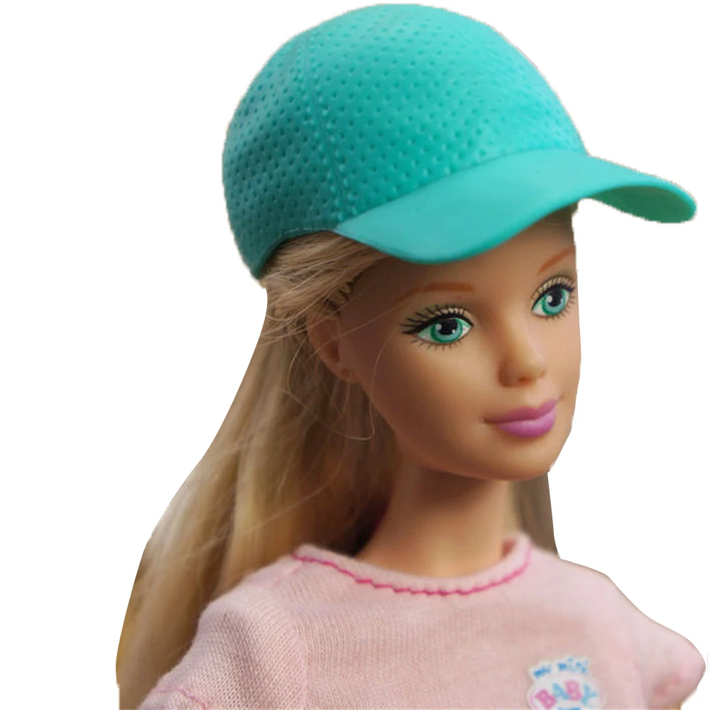 

NK 1 Pcs Newest Hot Sell Doll Fashion Green Plastic Duckbill Hat Popular Sun Hat For Barbie Accessories Doll Best Girl Gift Toy