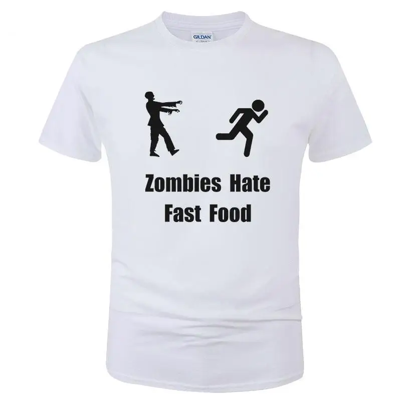 

Zombies Hate Fast Food Funny Creative T Shirt Men 2020 New Short Sleeve O Neck Cotton Casual T-shirt Tops Cool Tees C28