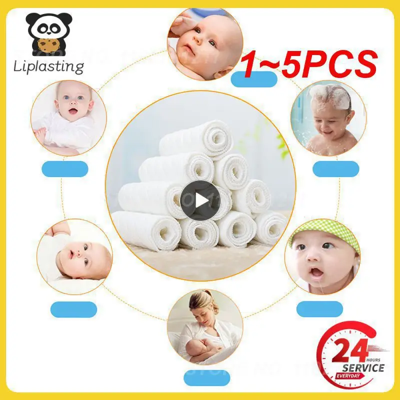 

1~5PCS Baby Nappies Reusable Baby Infant Newborn Cloth Diaper Nappy Liners Insert 3 Layers Cotton Hot Sale