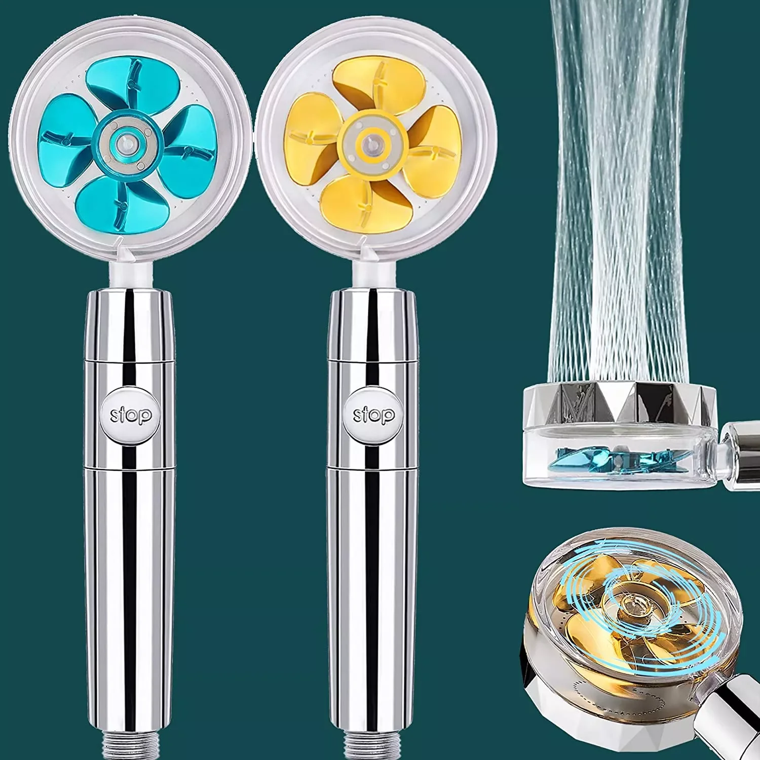 

EHEH High Pressure Shower Heads 360 Degrees Rotating Handheld Turbo Fan Shower Turbocharged Propeller Shower
