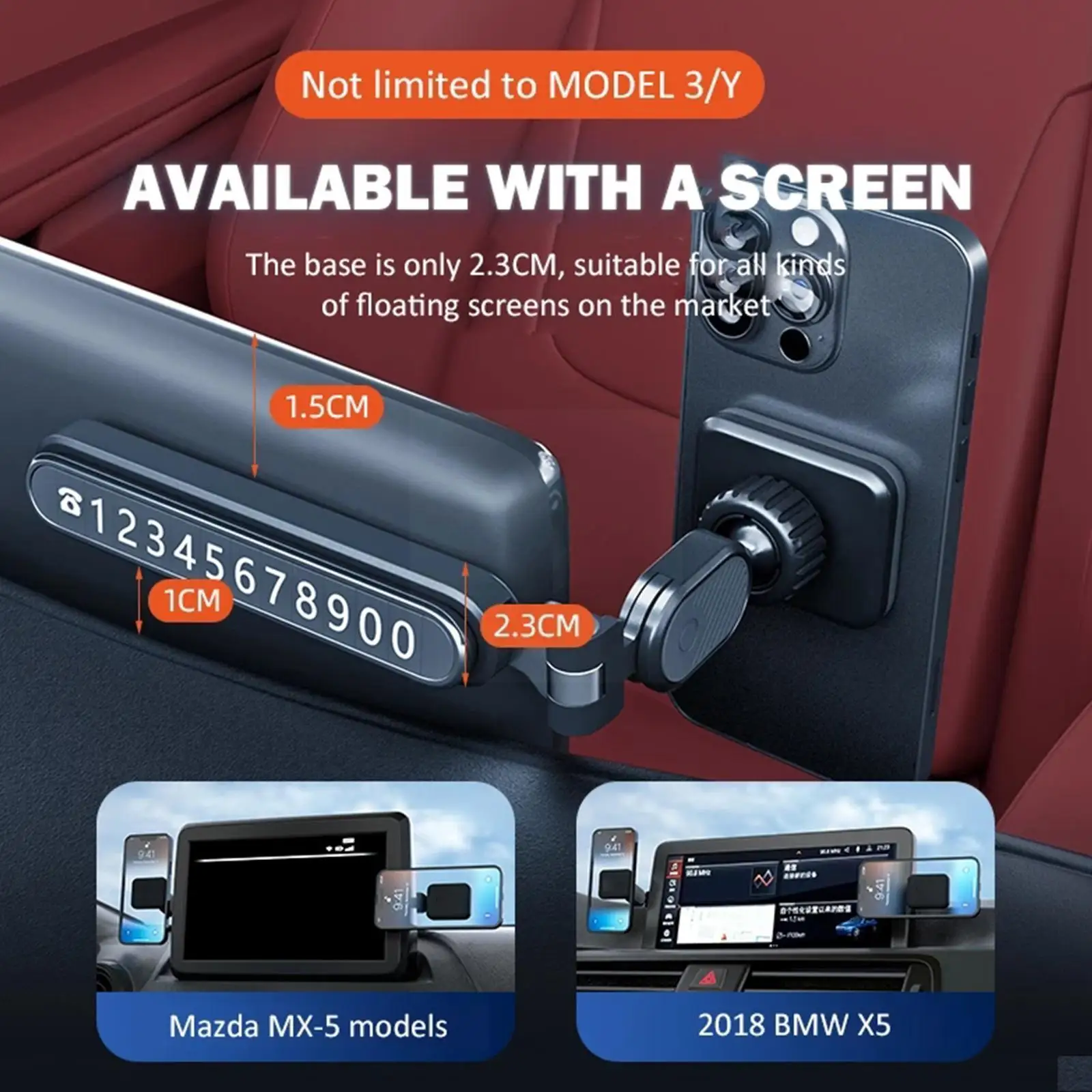 

Magnetic Car Phone Holder Adjustable Cellphone Support Hovering Screen Number Plate Holder Folding Phone Holder For 3 P1p1