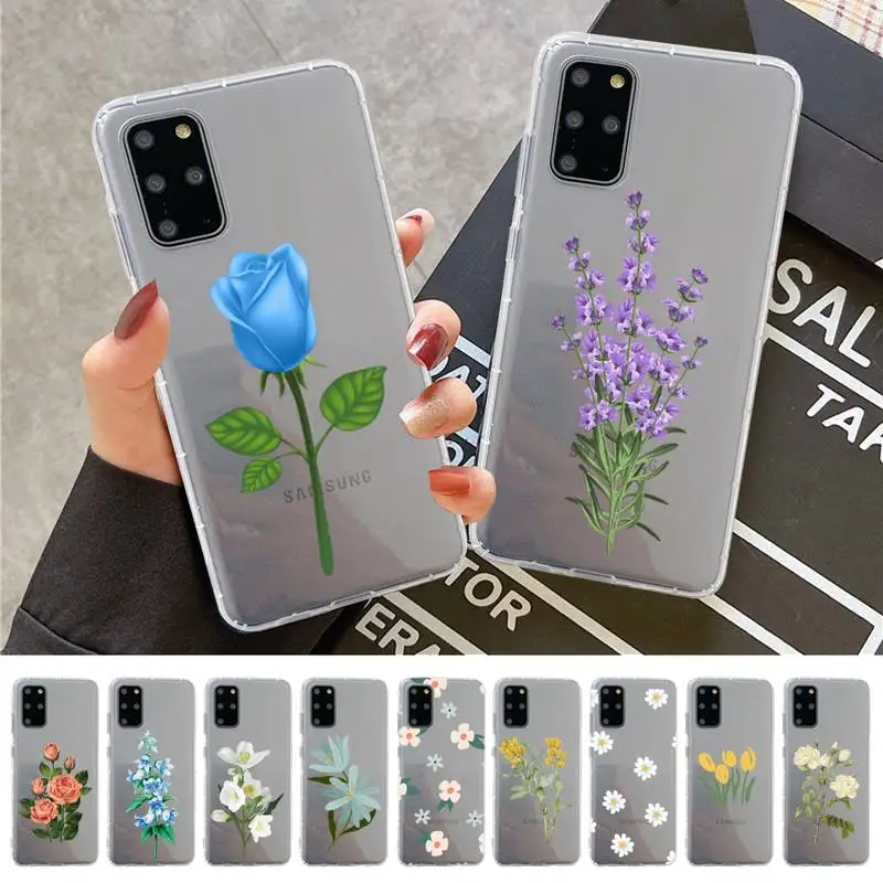 

Flowers Phone Case for Samsung S20 S10 lite S21 plus for Redmi Note8 9pro for Huawei P20 Clear Case