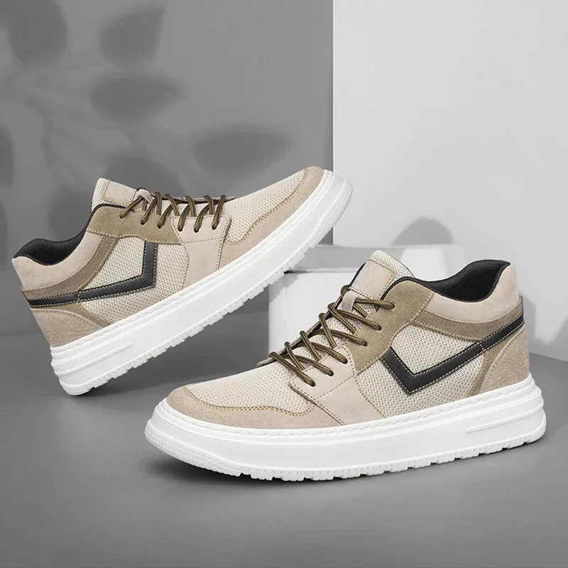 Кроссовки мужские из натуральной кожи увеличивающие рост стельки высота 6 см